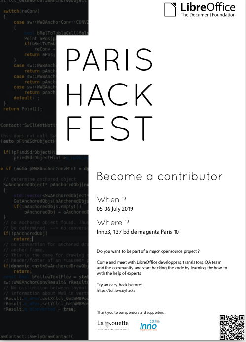 Flyer Paris Hack Fest 6-7 July
